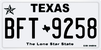 TX license plate BFT9258