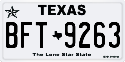 TX license plate BFT9263