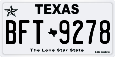 TX license plate BFT9278