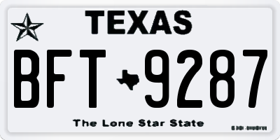 TX license plate BFT9287