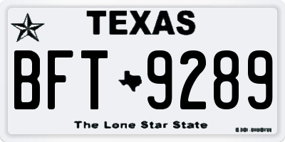 TX license plate BFT9289
