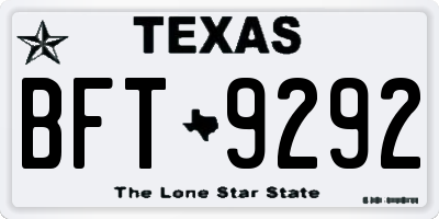 TX license plate BFT9292