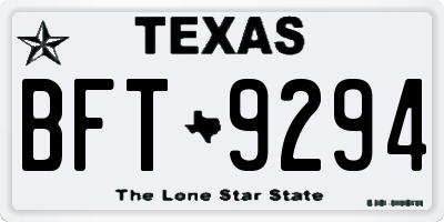 TX license plate BFT9294