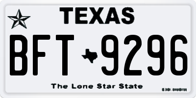 TX license plate BFT9296