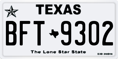 TX license plate BFT9302