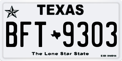 TX license plate BFT9303