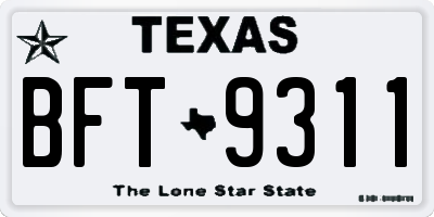 TX license plate BFT9311