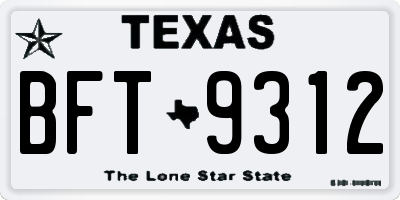 TX license plate BFT9312