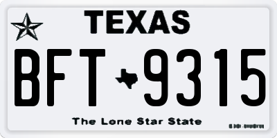 TX license plate BFT9315