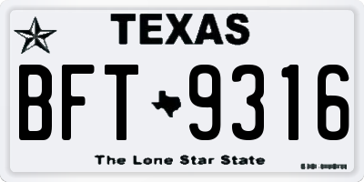 TX license plate BFT9316