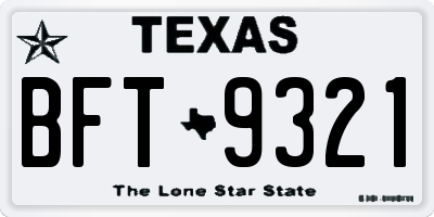 TX license plate BFT9321