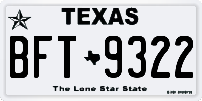 TX license plate BFT9322