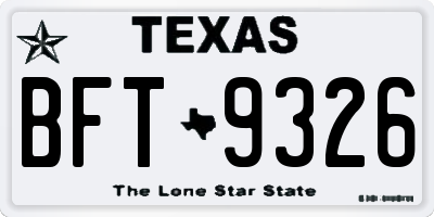 TX license plate BFT9326