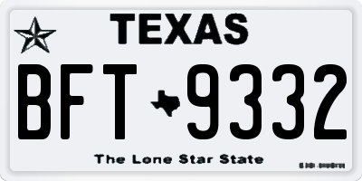 TX license plate BFT9332