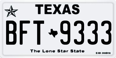 TX license plate BFT9333