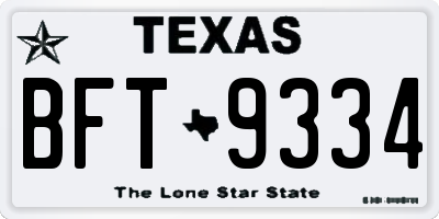 TX license plate BFT9334