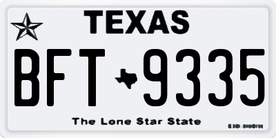 TX license plate BFT9335