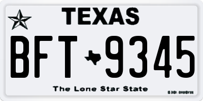 TX license plate BFT9345