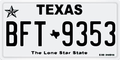 TX license plate BFT9353