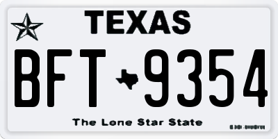 TX license plate BFT9354