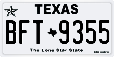 TX license plate BFT9355