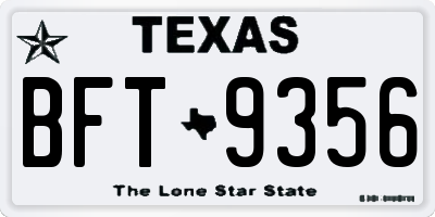 TX license plate BFT9356