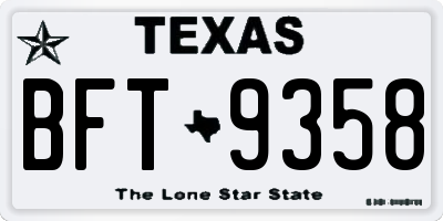 TX license plate BFT9358