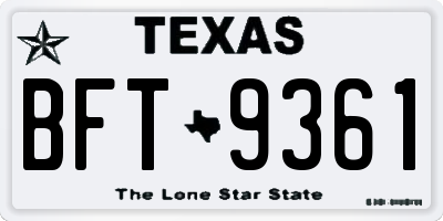 TX license plate BFT9361