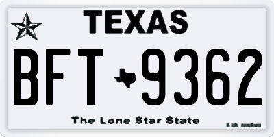 TX license plate BFT9362
