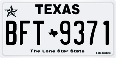 TX license plate BFT9371