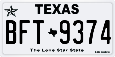 TX license plate BFT9374