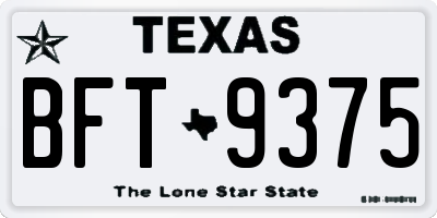 TX license plate BFT9375