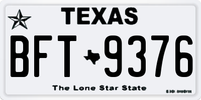 TX license plate BFT9376