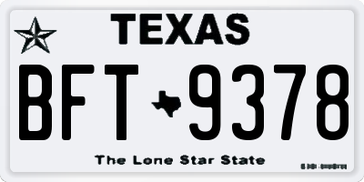 TX license plate BFT9378