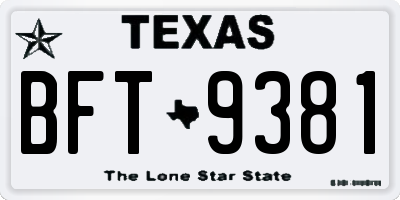 TX license plate BFT9381