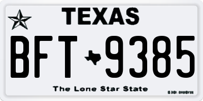TX license plate BFT9385