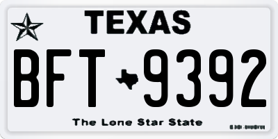 TX license plate BFT9392