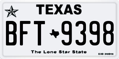 TX license plate BFT9398