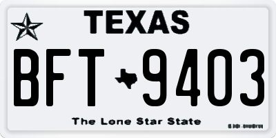 TX license plate BFT9403