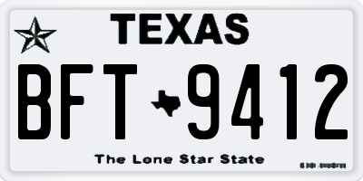 TX license plate BFT9412