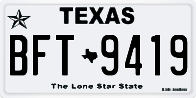 TX license plate BFT9419