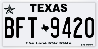 TX license plate BFT9420