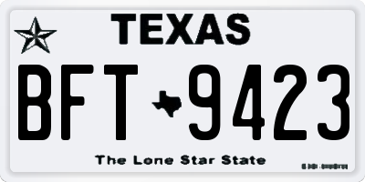 TX license plate BFT9423