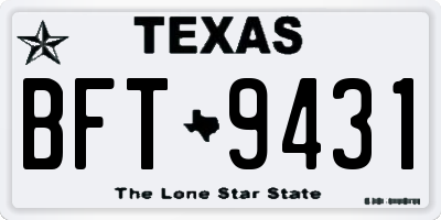 TX license plate BFT9431