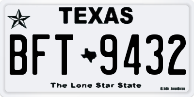 TX license plate BFT9432