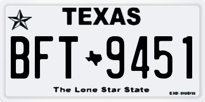 TX license plate BFT9451