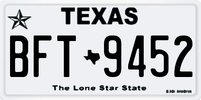 TX license plate BFT9452