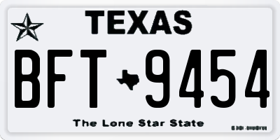 TX license plate BFT9454