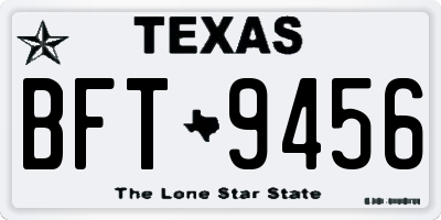 TX license plate BFT9456