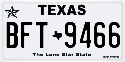 TX license plate BFT9466